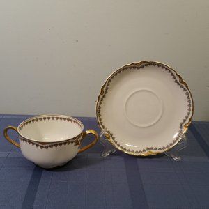 Vintage Haviland Limoges Bullion Cup & Saucer Gold Trim FRANCE